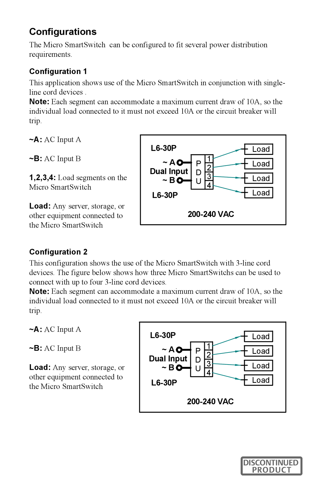 Liebert micro smart switch user manual Configurations, ~ a Dual Input ~ B 