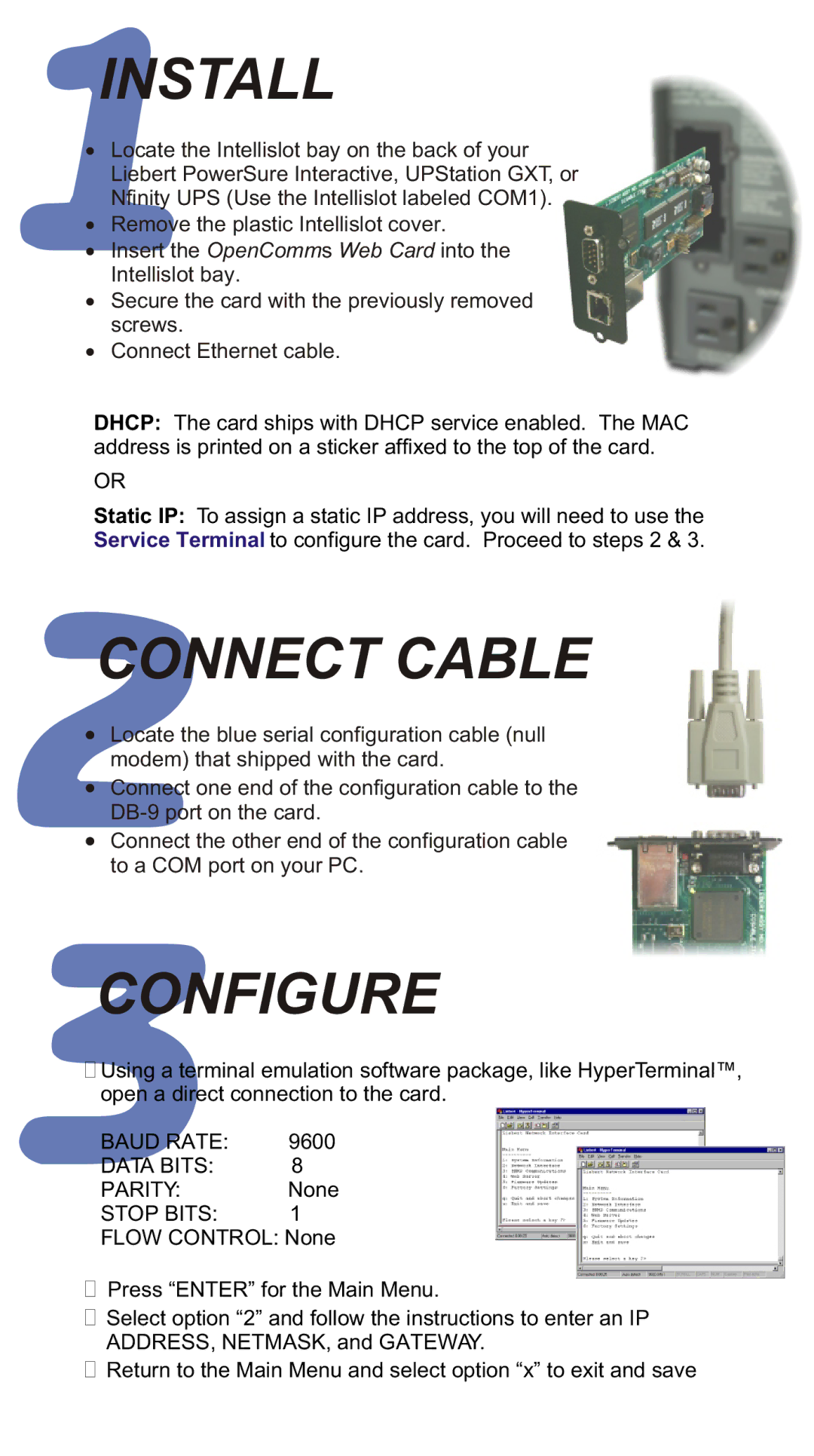 Liebert Network Card user manual Install 