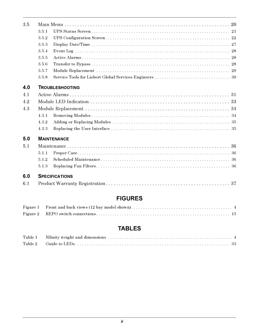 Liebert NfinityTM manual Figures 