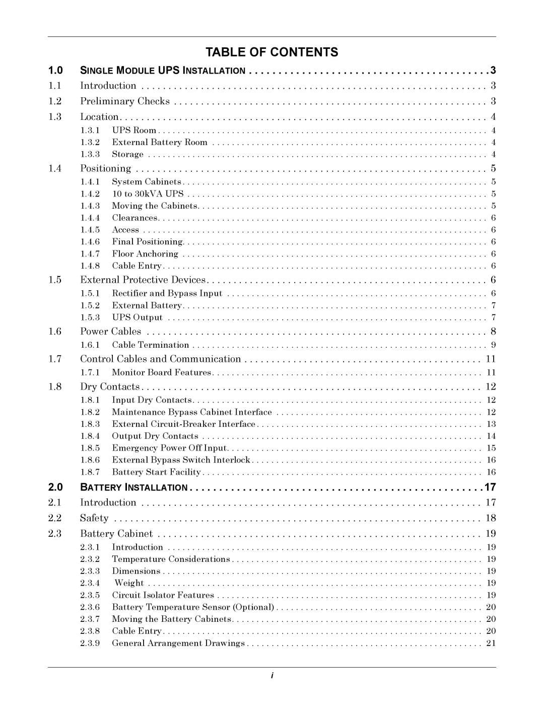 Liebert NX UPS System user manual Table of Contents 