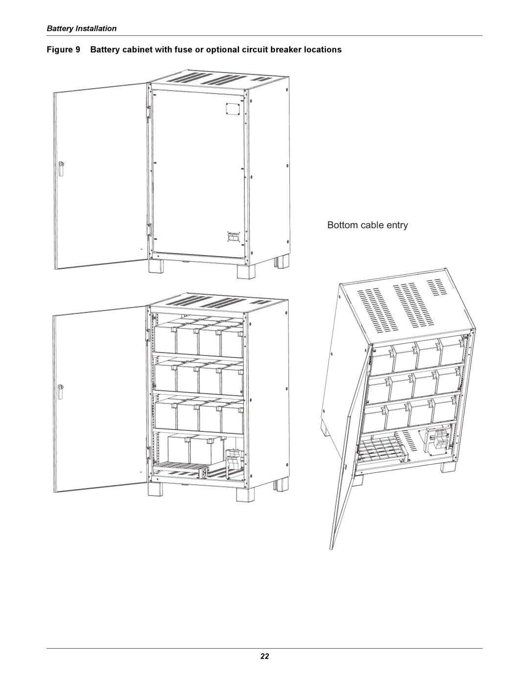 Liebert NX UPS System user manual Bottom cable entry 