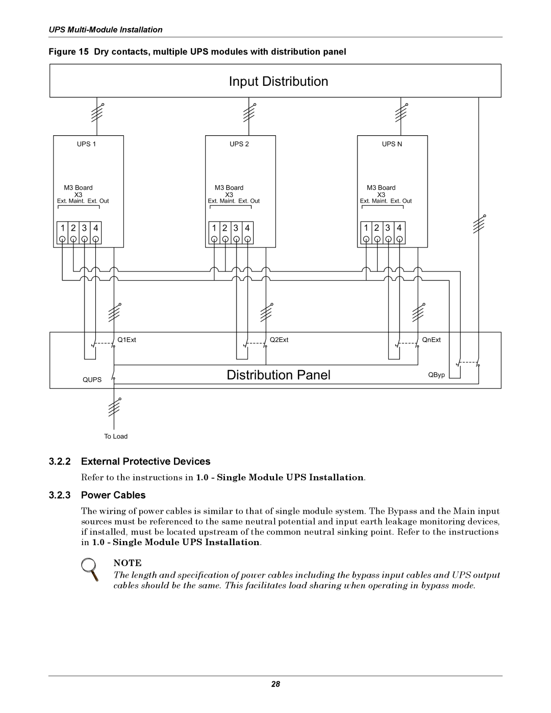 Liebert NX UPS System user manual External Protective Devices, Power Cables 