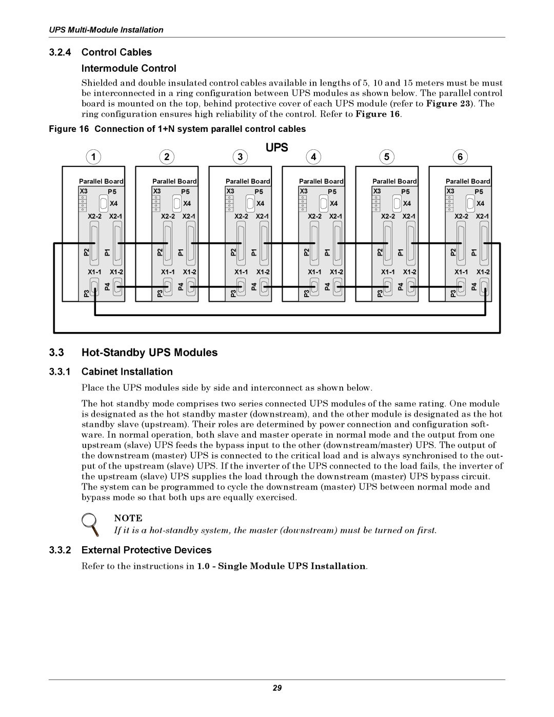 Liebert NX UPS System user manual Hot-Standby UPS Modules, Control Cables Intermodule Control 