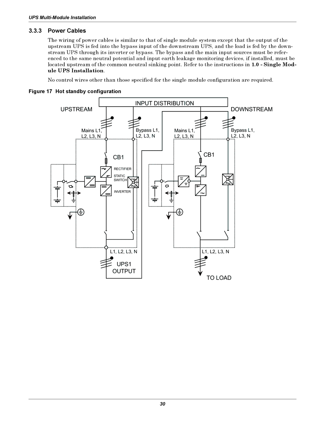 Liebert NX UPS System user manual Input Distribution Upstream 