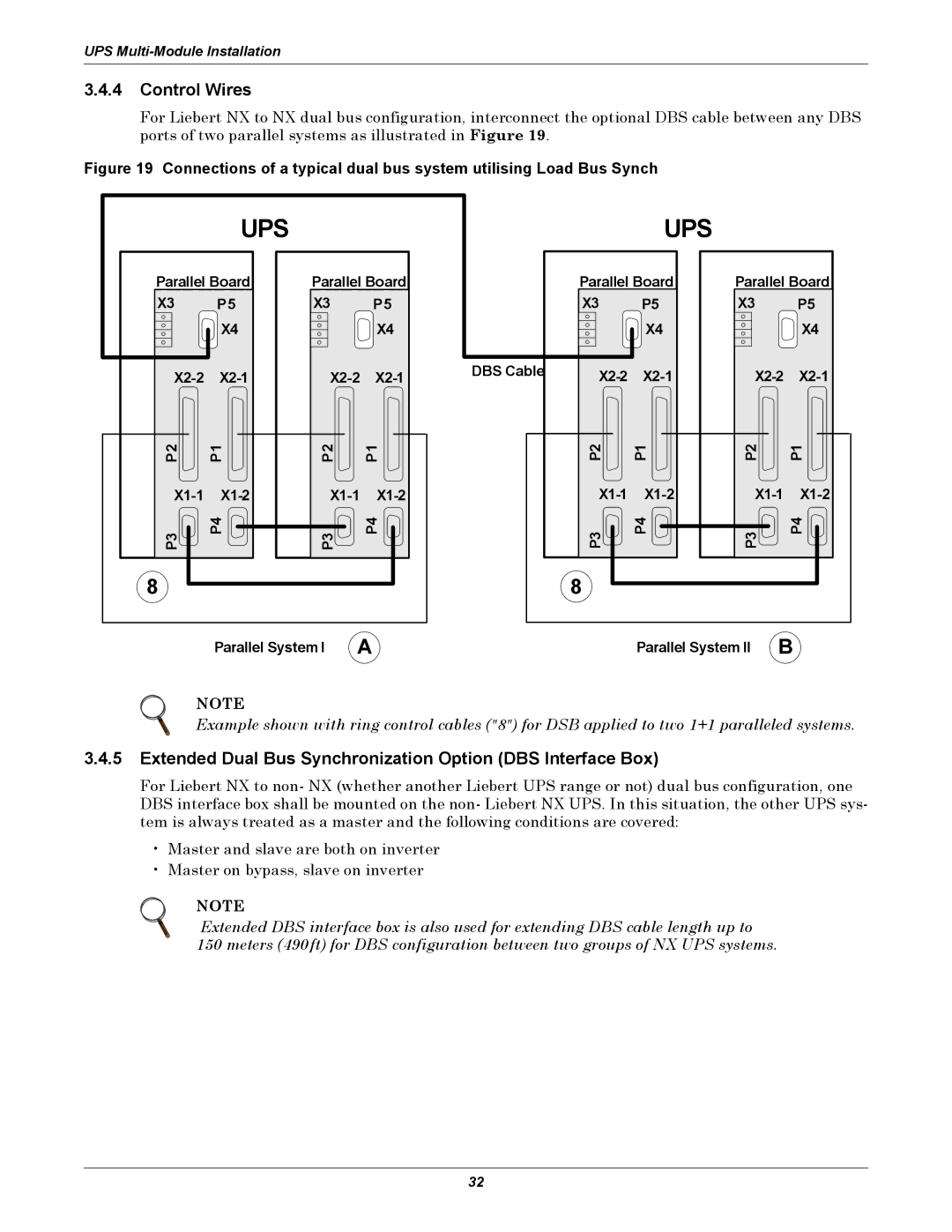 Liebert NX UPS System user manual Control Wires, Extended Dual Bus Synchronization Option DBS Interface Box 