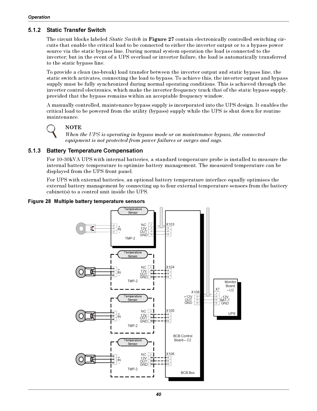 Liebert NX UPS System user manual Static Transfer Switch, Battery Temperature Compensation 