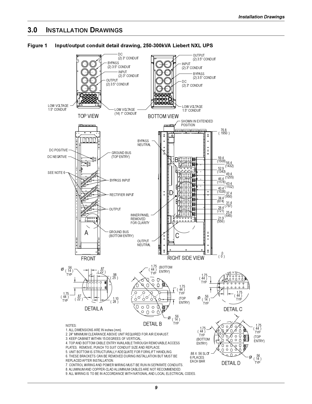 Liebert NXL installation manual Installation Drawings, TOP View 