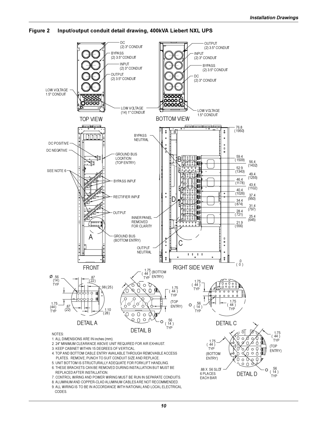 Liebert NXL installation manual Right Side View 