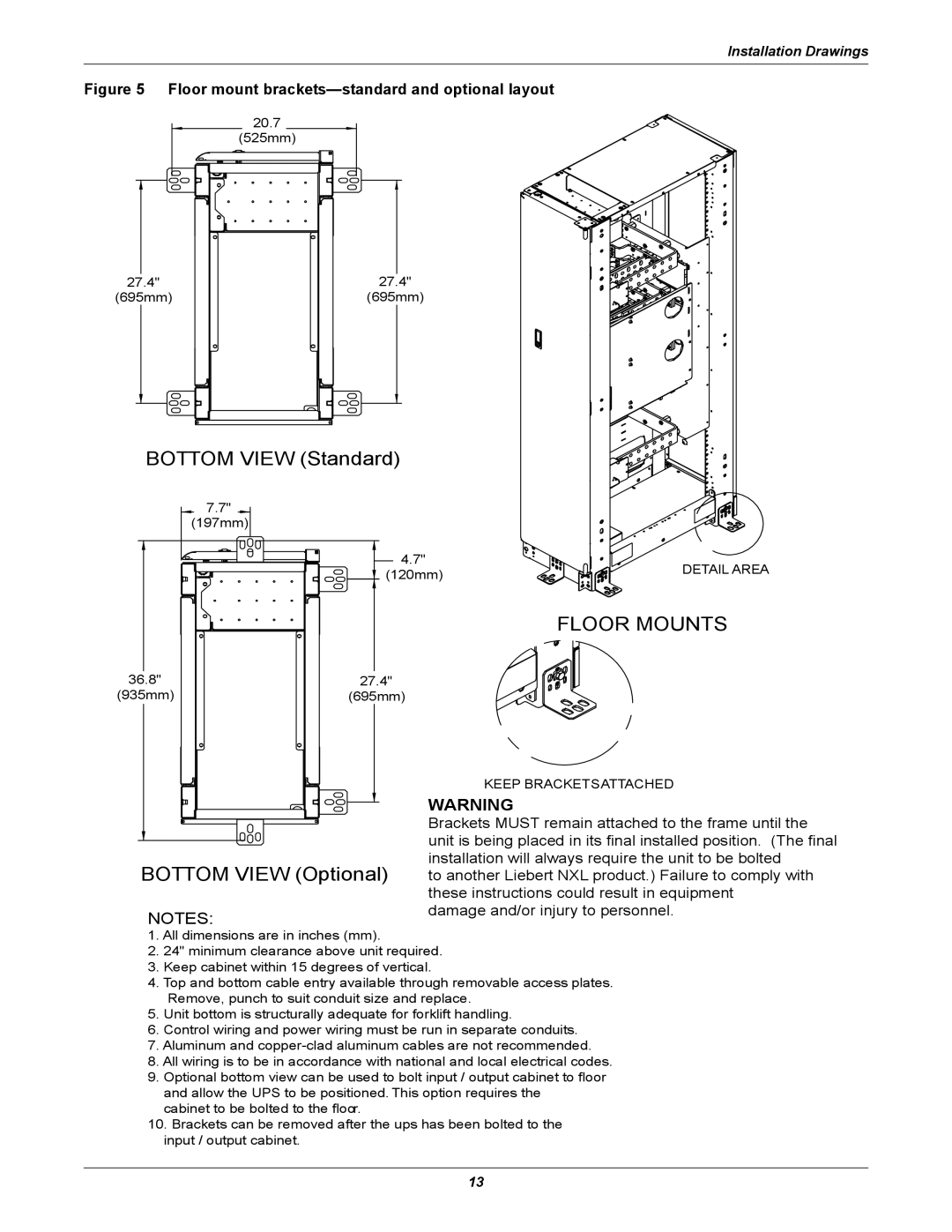 Liebert NXL installation manual Floor Mounts 