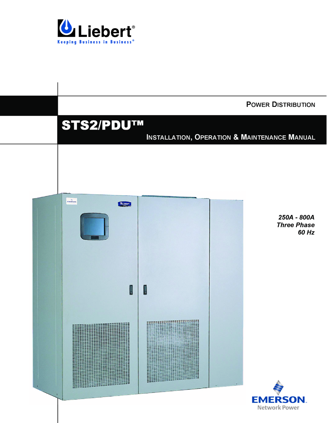 Liebert PDUTM manual STS2/PDU, Power Distribution 