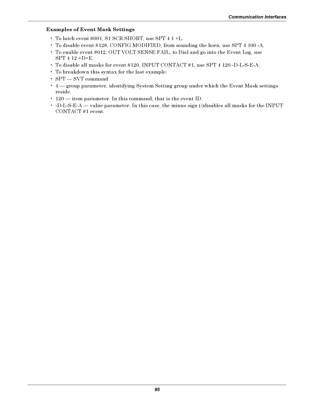 Liebert STS2, PDUTM manual Examples of Event Mask Settings 