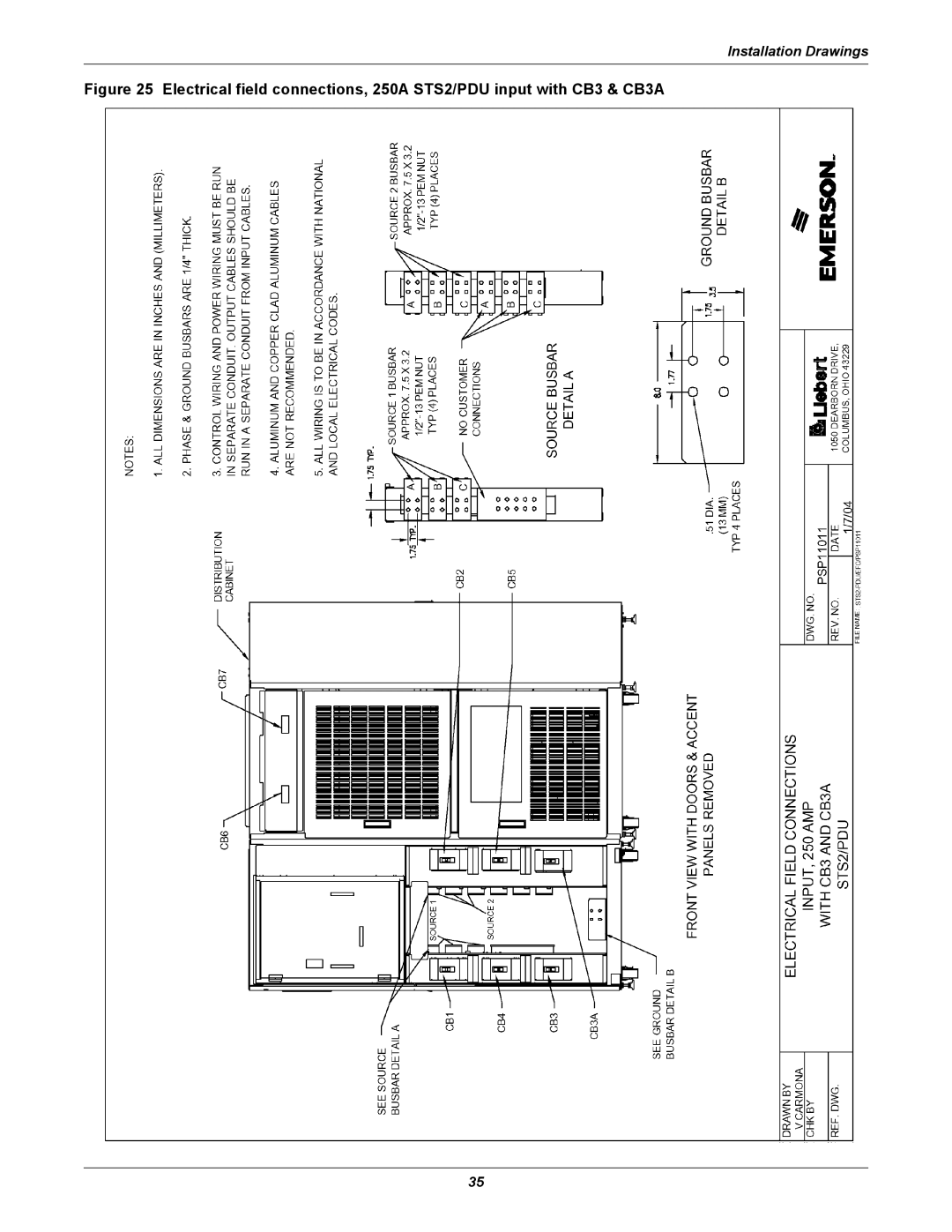 Liebert STS2, PDUTM manual Installation Drawings 