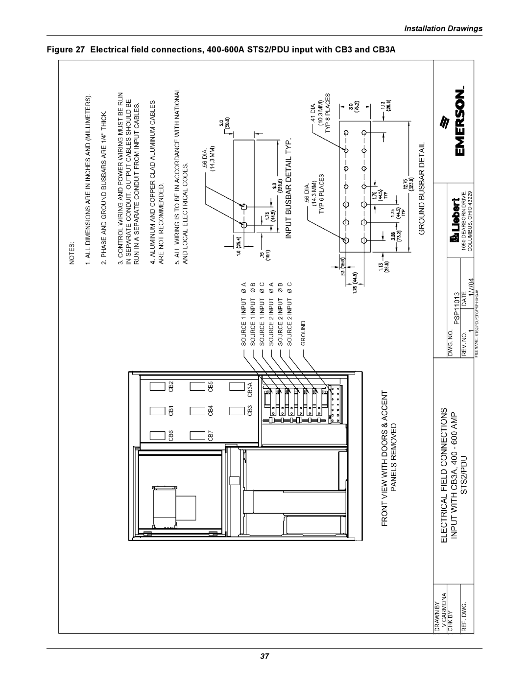 Liebert STS2, PDUTM manual Installation Drawings 