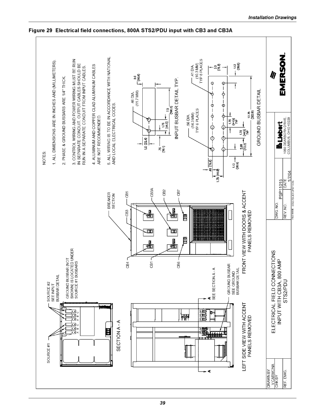 Liebert STS2, PDUTM manual Installation Drawings 