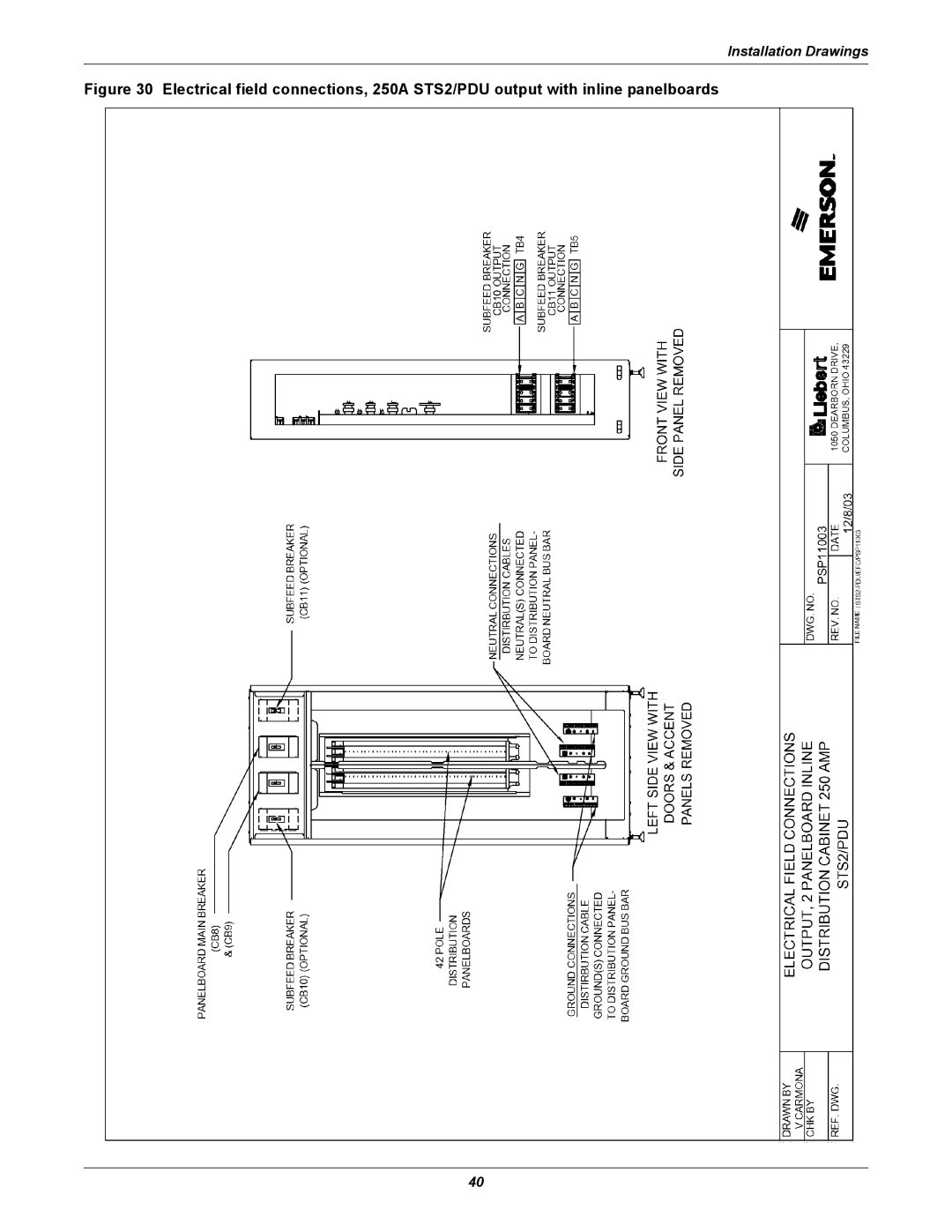 Liebert PDUTM, STS2 manual Installation Drawings 