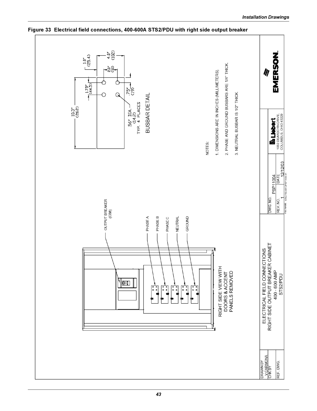 Liebert STS2, PDUTM manual Installation Drawings 