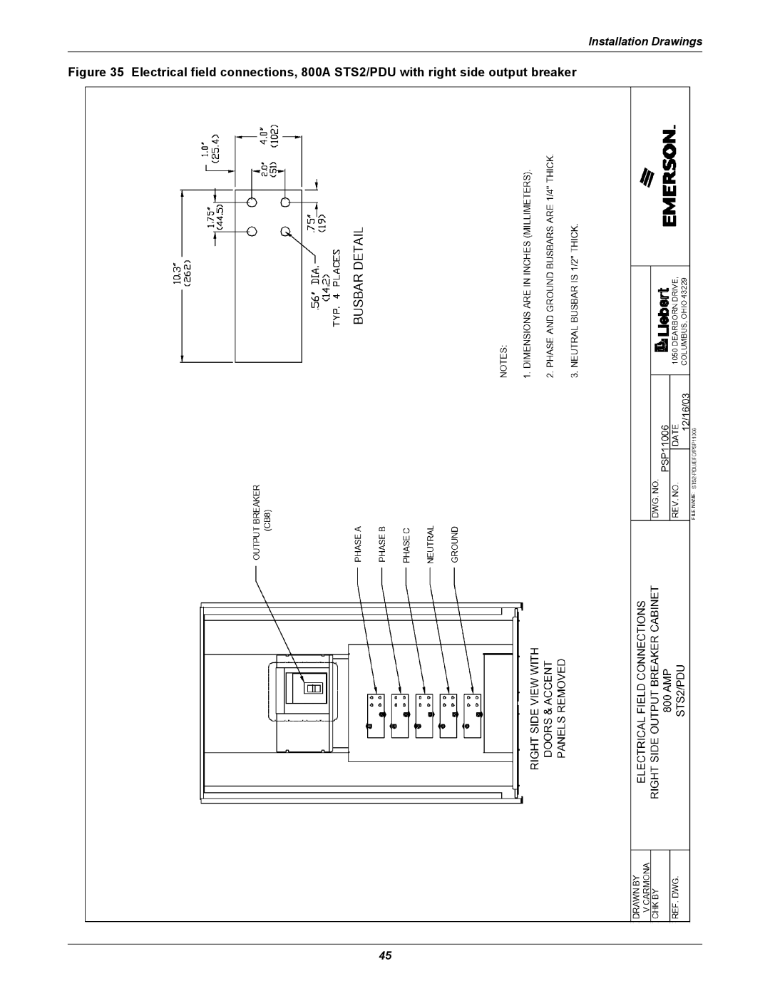 Liebert STS2, PDUTM manual Installation Drawings 