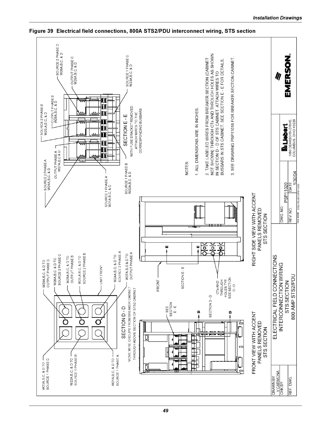 Liebert STS2, PDUTM manual Installation Drawings 