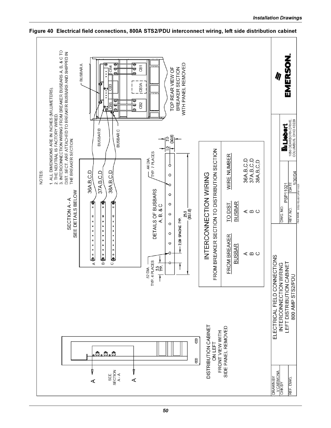 Liebert PDUTM, STS2 manual Installation Drawings 