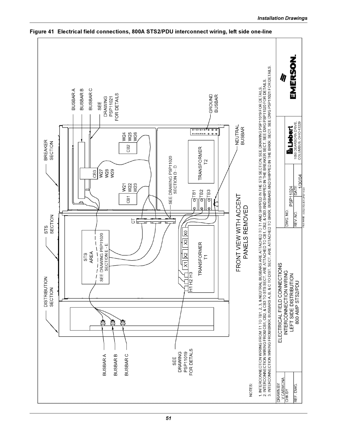 Liebert STS2, PDUTM manual Installation Drawings 