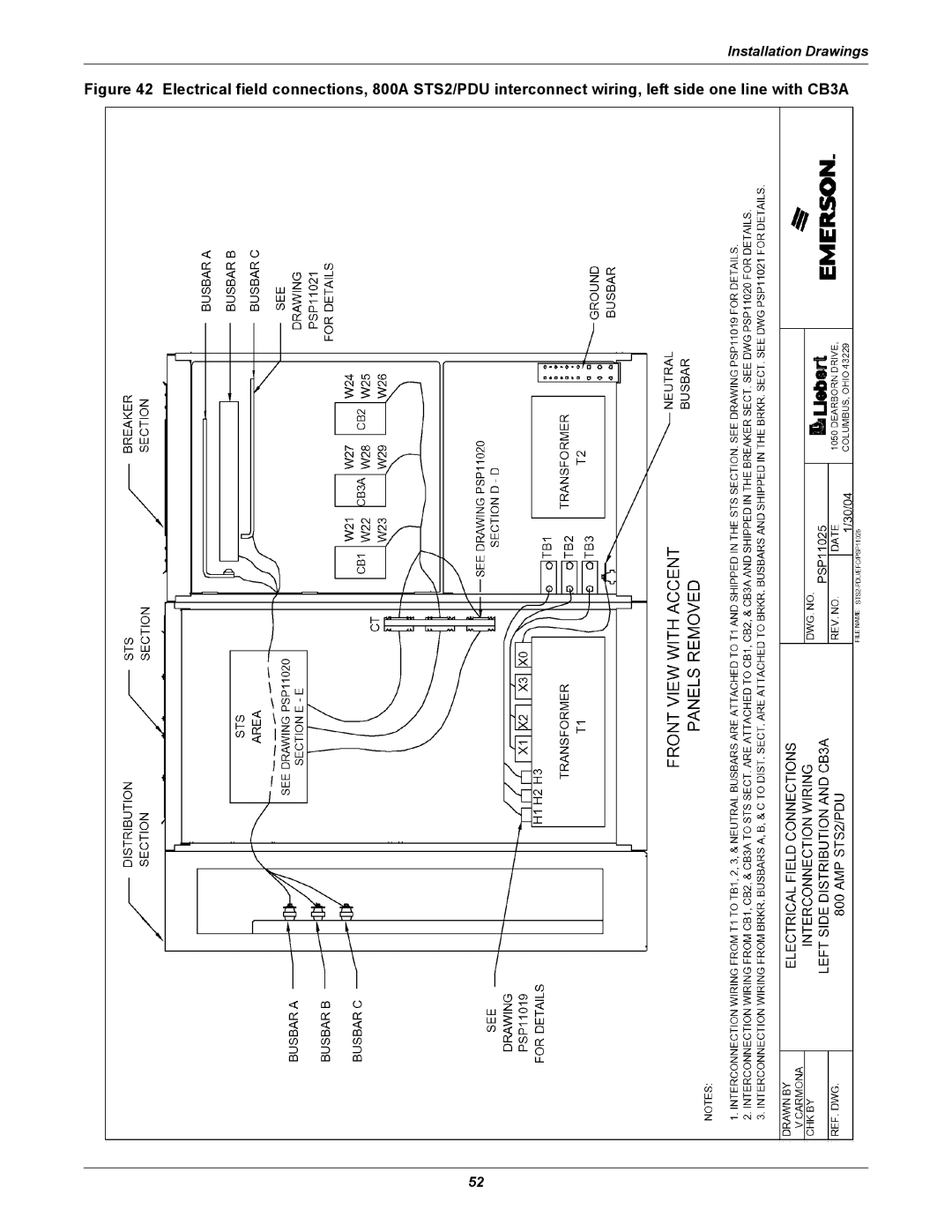 Liebert PDUTM, STS2 manual Installation Drawings 