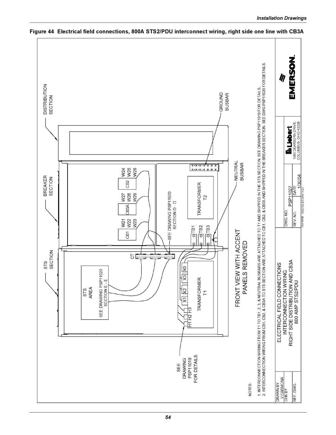 Liebert PDUTM, STS2 manual Installation Drawings 