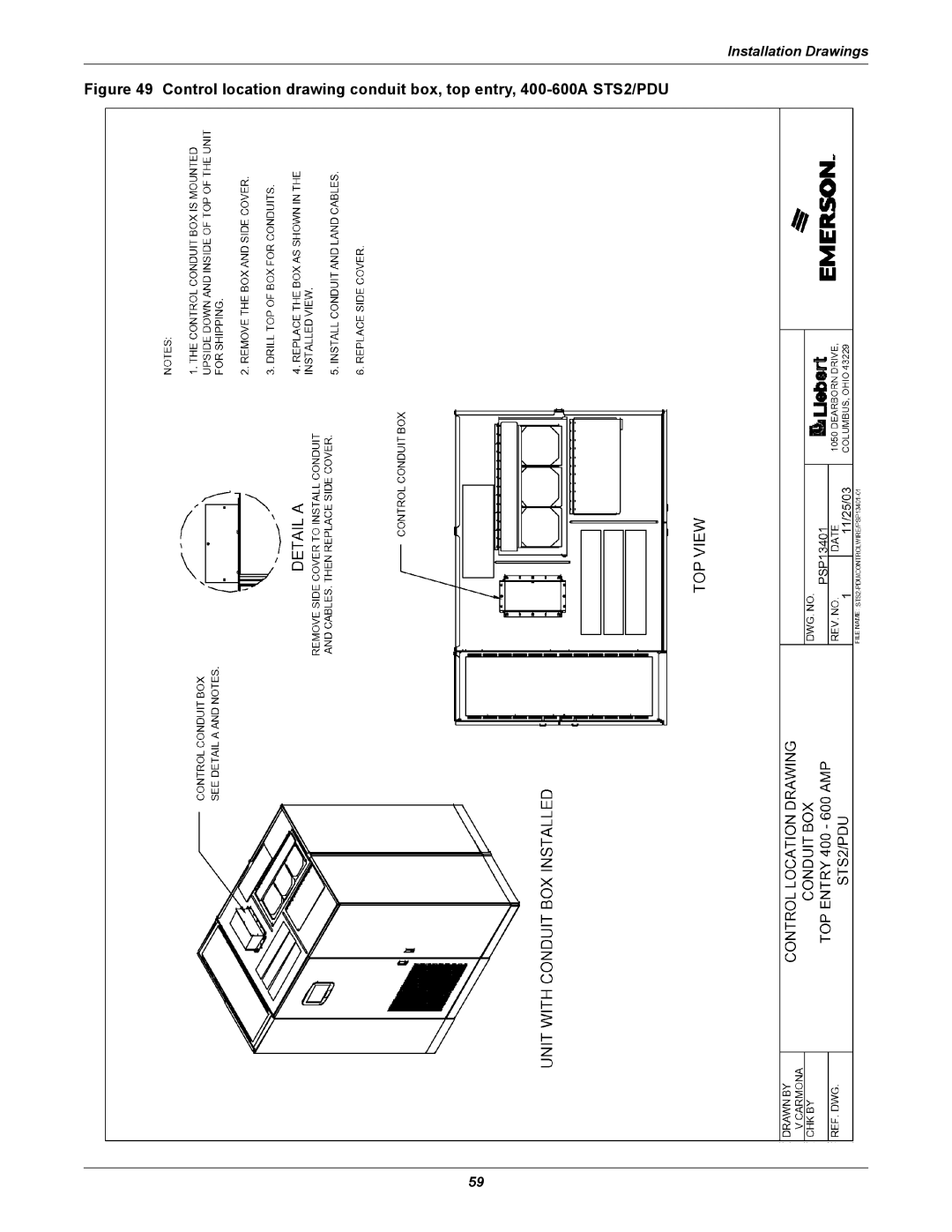 Liebert STS2, PDUTM manual Installation Drawings 