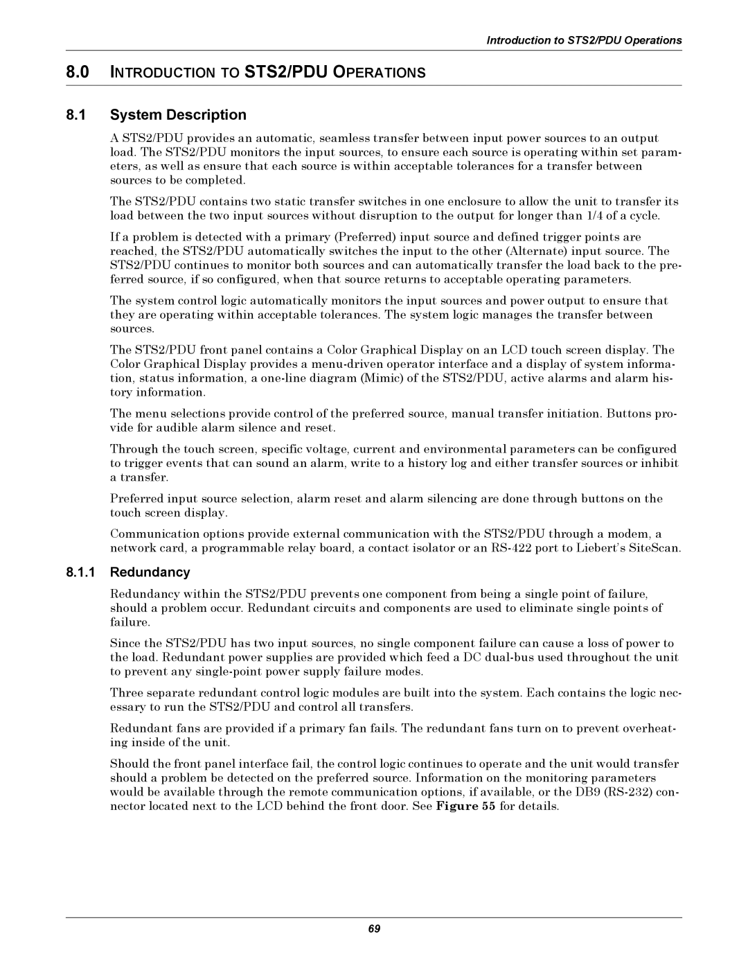 Liebert PDUTM manual System Description, Introduction to STS2/PDU Operations, Redundancy 