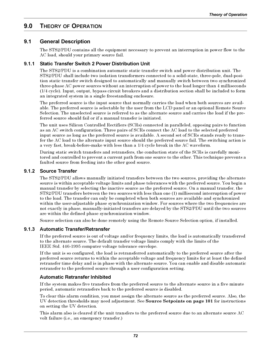 Liebert PDUTM, STS2 manual General Description, Theory of Operation 