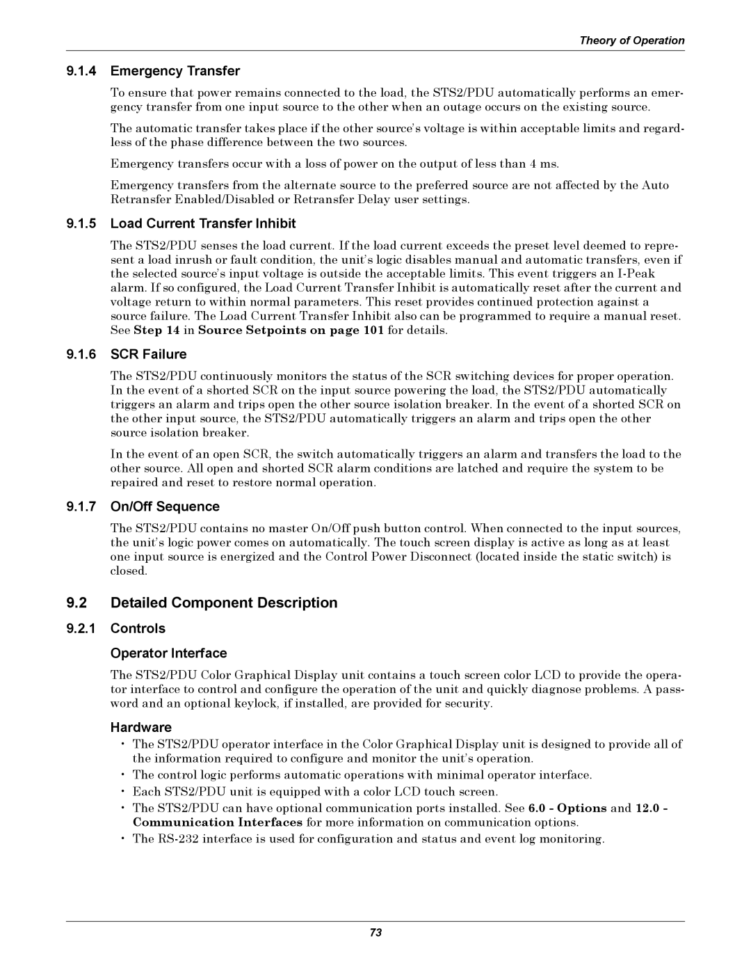 Liebert STS2, PDUTM manual Detailed Component Description 