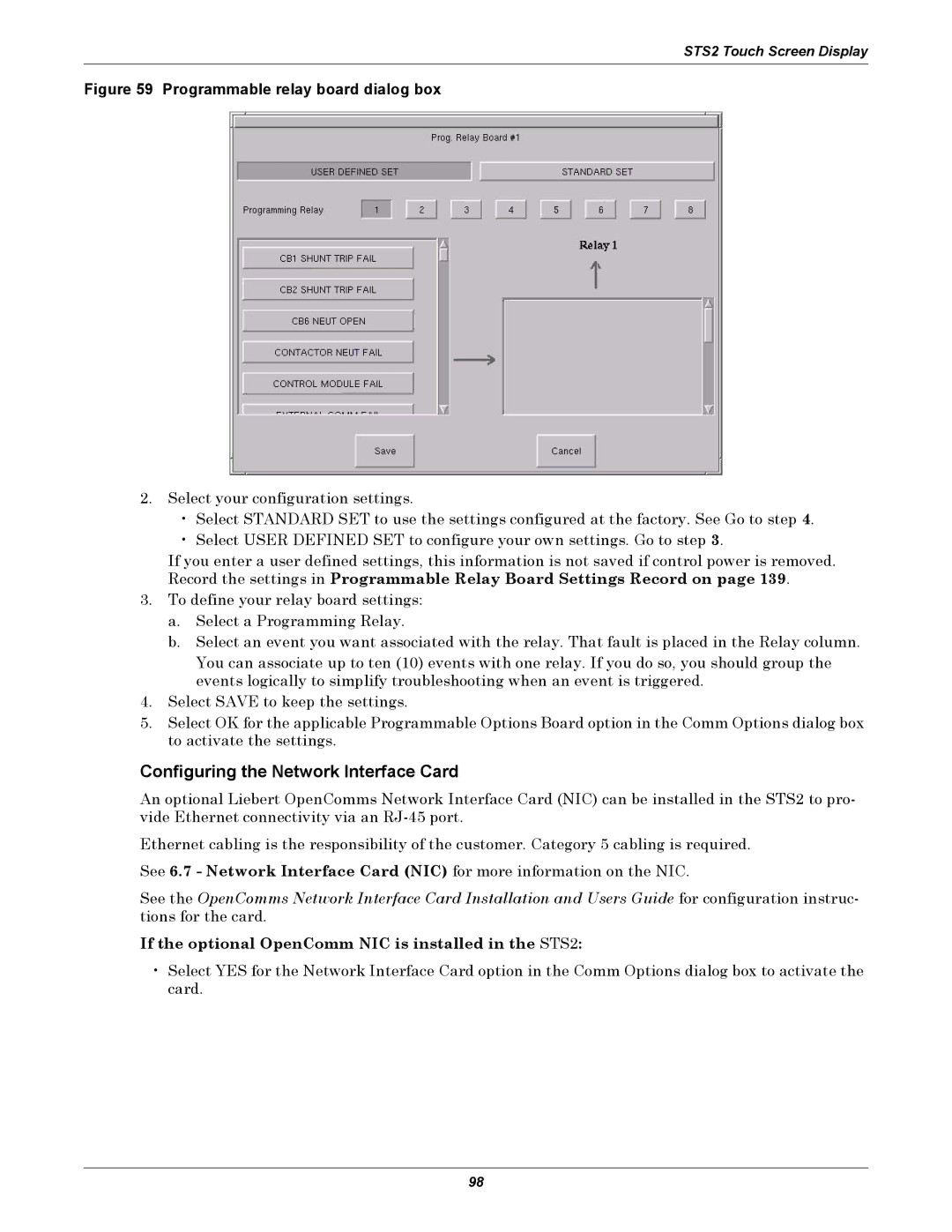 Liebert POWER PROTECTION STATIC TRANSFER SWITCH manual Configuring the Network Interface Card 