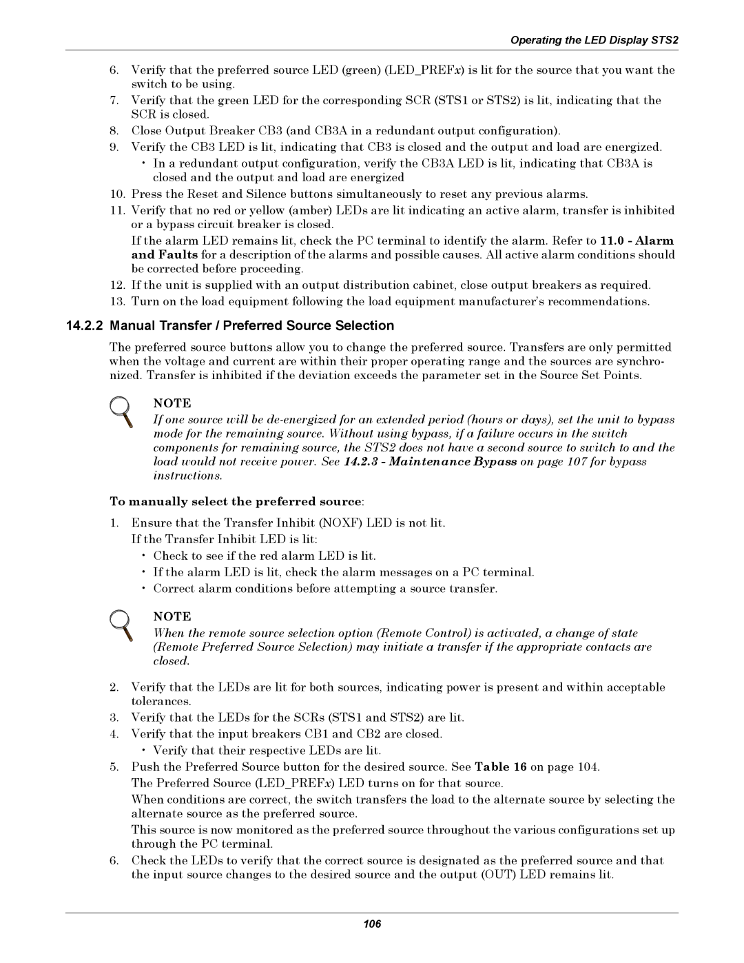 Liebert POWER PROTECTION STATIC TRANSFER SWITCH manual Manual Transfer / Preferred Source Selection 