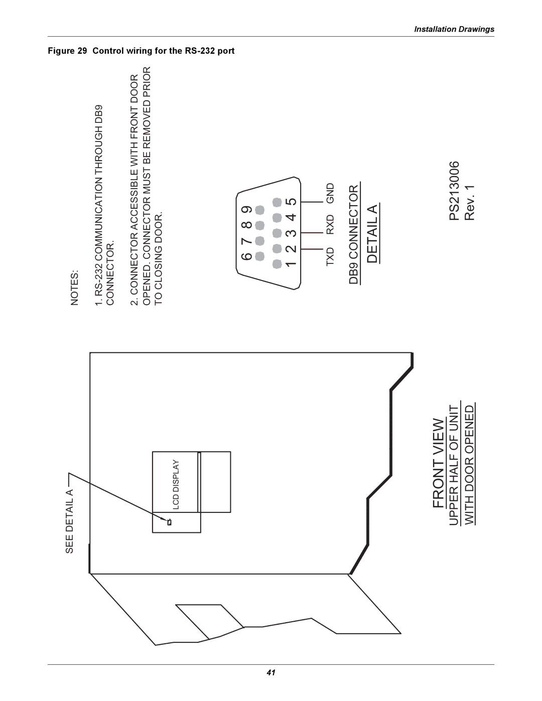 Liebert POWER PROTECTION STATIC TRANSFER SWITCH manual Control wiring for the RS-232 port, LCD Display 