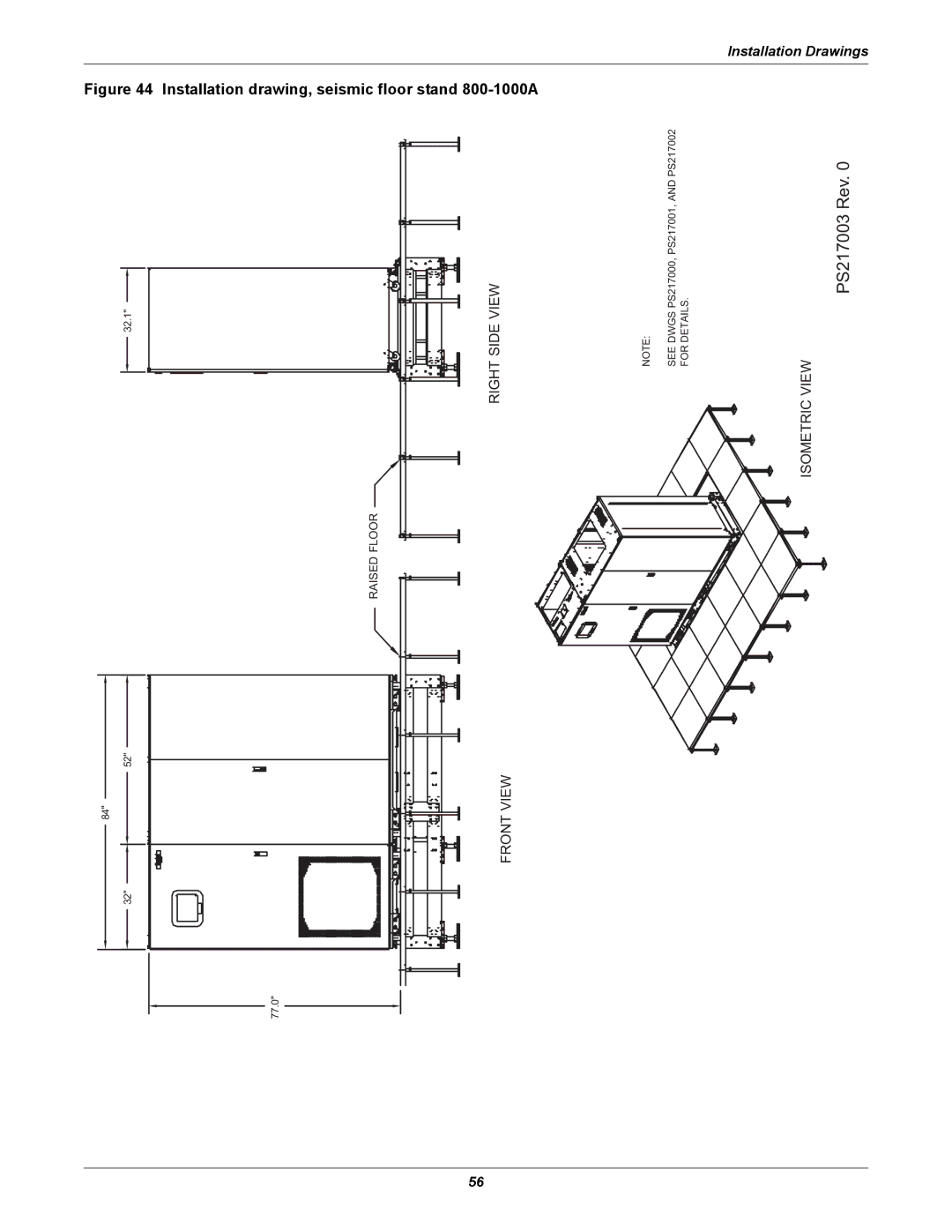 Liebert POWER PROTECTION STATIC TRANSFER SWITCH manual Side View, Right, Front View, Isometric 