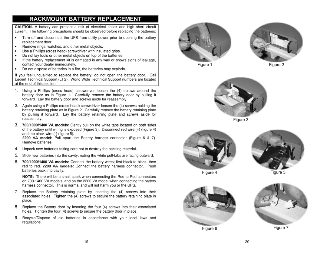 Liebert Power Supply important safety instructions Rackmount Battery Replacement 