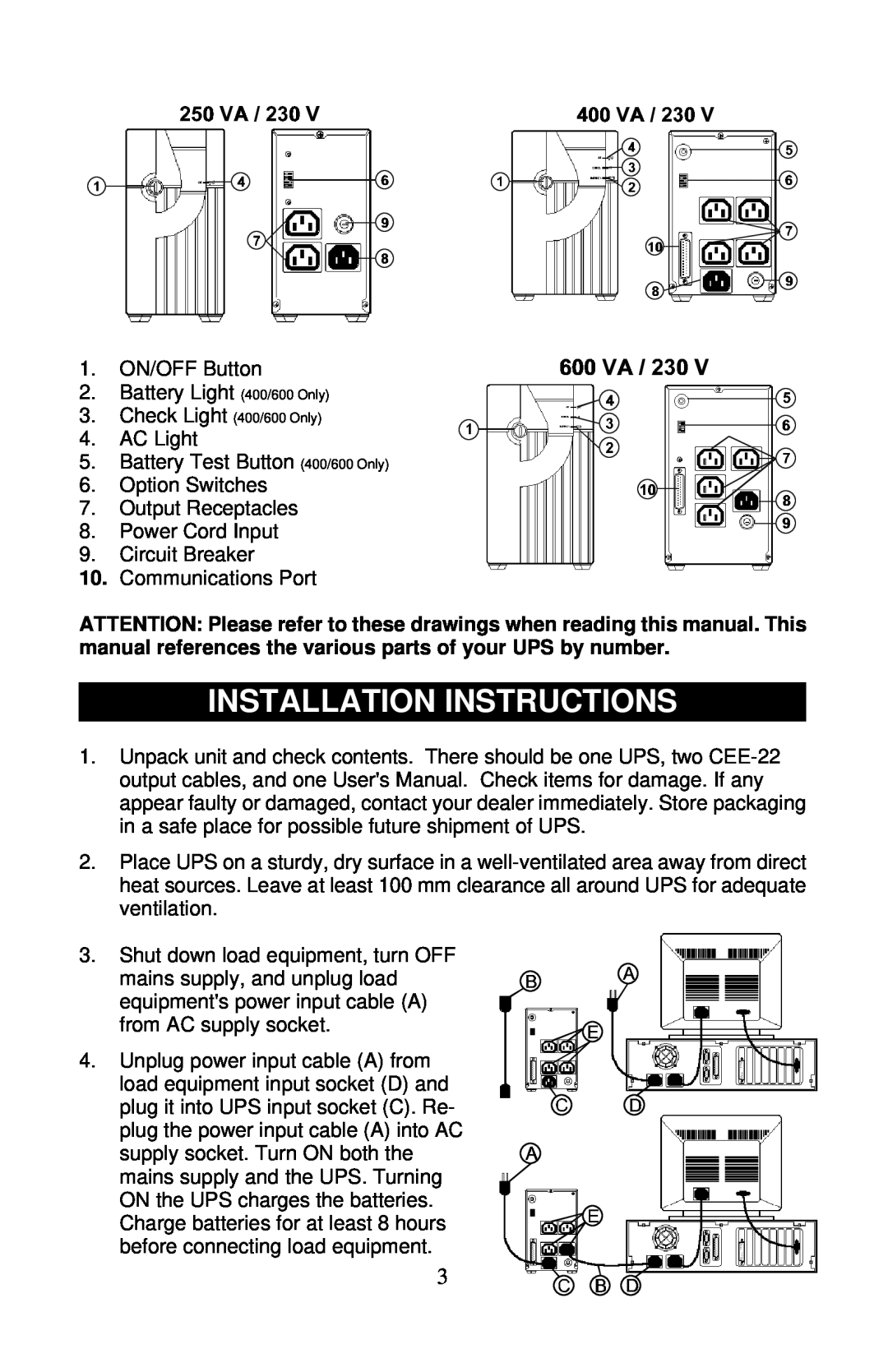 Liebert PS250-50S, PS400-50S, PS600-50S user manual Installation Instructions 