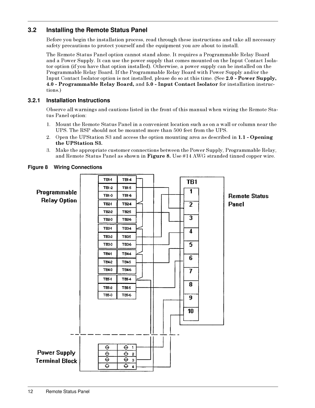 Liebert S3 Options user manual Installing the Remote Status Panel, Installation Instructions, WXVý3DQHOýRSWLRQã 