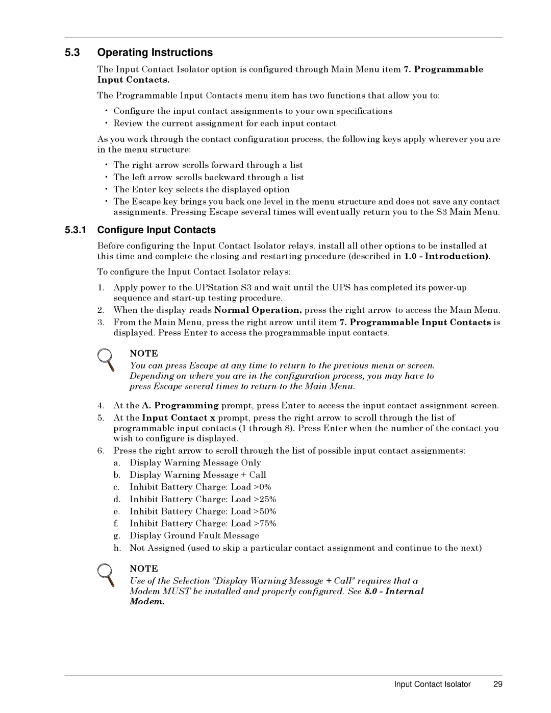 Liebert S3 Options user manual Configure Input Contacts, 7RýFRQILJXUHýWKHý,QSXWý&RQWDFWý,VRODWRUýUHOD\Vã 