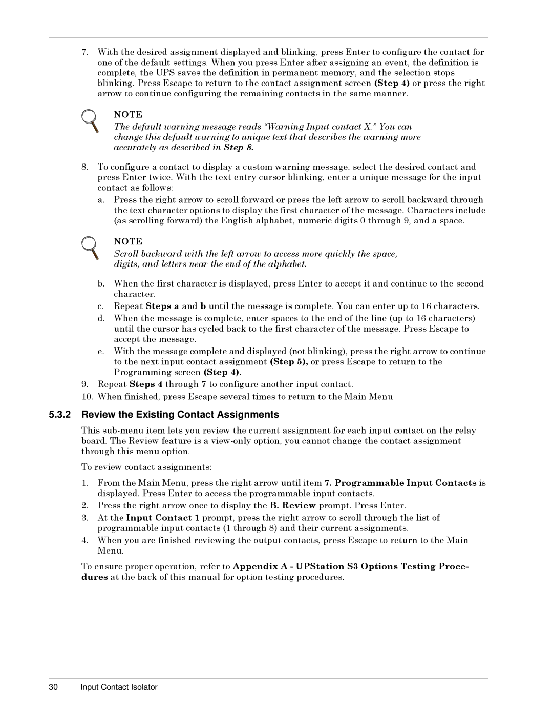 Liebert S3 Options Review the Existing Contact Assignments, WKURXJKýWKLVýPHQXýRSWLRQï 7RýUHYLHZýFRQWDFWýDVVLJQPHQWVã 