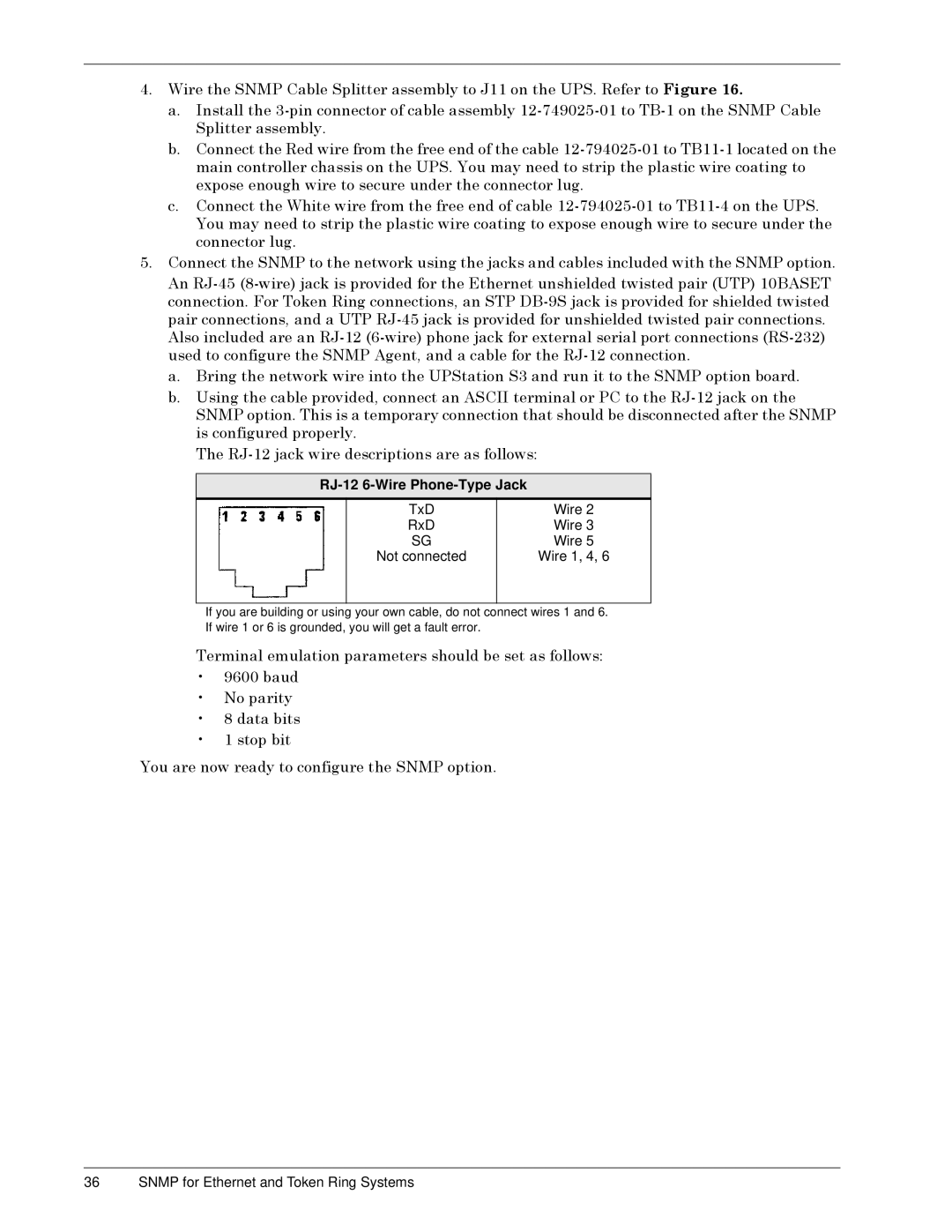 Liebert S3 Options user manual 7KHý5-ðìëýMDFNýZLUHýGHVFULSWLRQVýDUHýDVýIROORZVãý, RJ-12 6-Wire Phone-Type Jack 