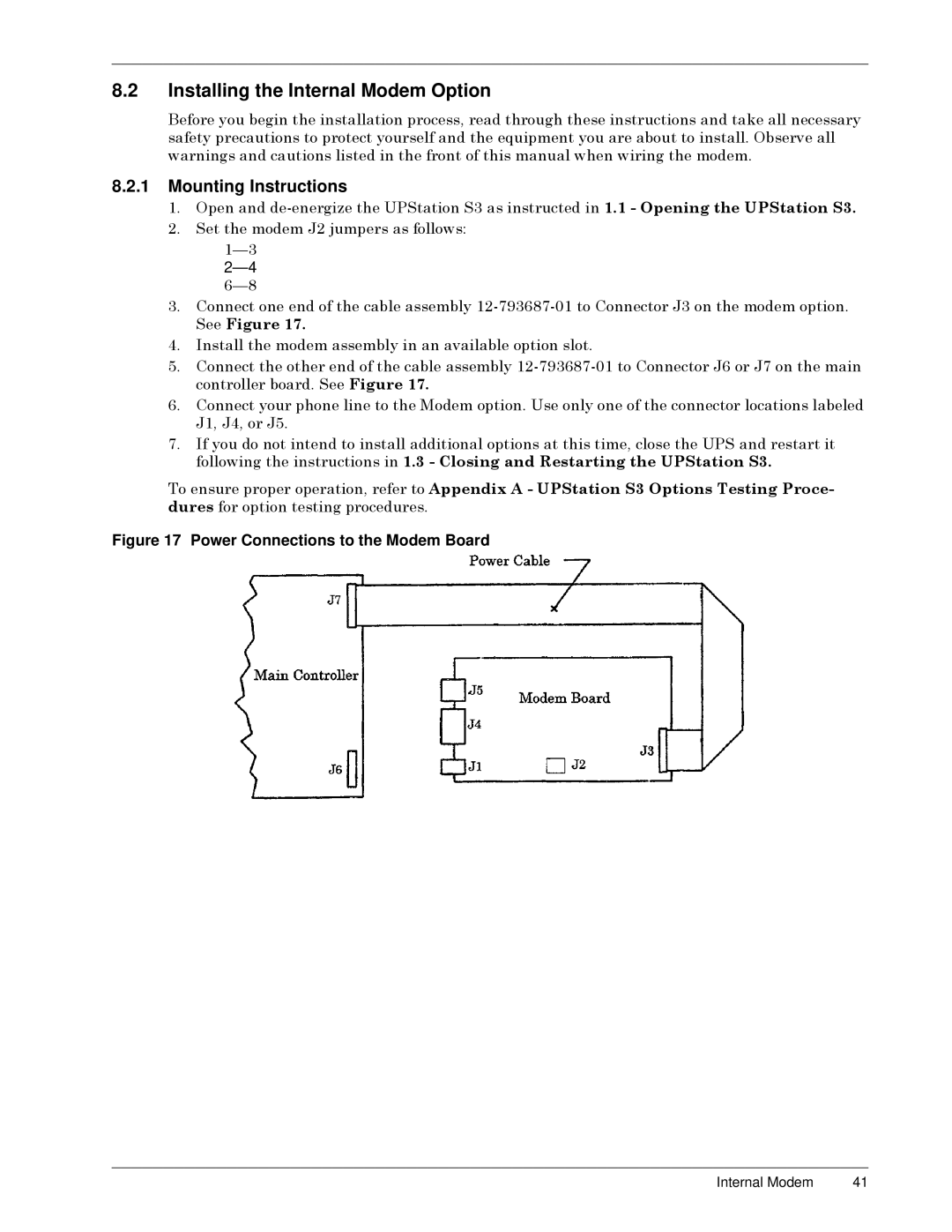 Liebert S3 Options Installing the Internal Modem Option, Éï ,QVWDOOýWKHýPRGHPýDVVHPEO\ýLQýDQýDYDLODEOHýRSWLRQýVORWï 