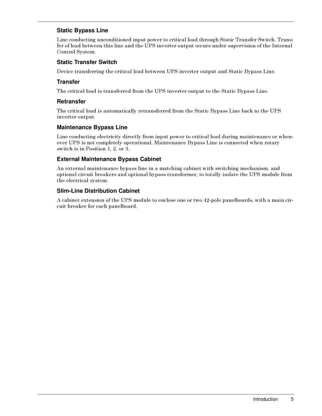 Liebert SERIES 300 UPS manual Static Bypass Line, Static Transfer Switch, Retransfer, Maintenance Bypass Line 