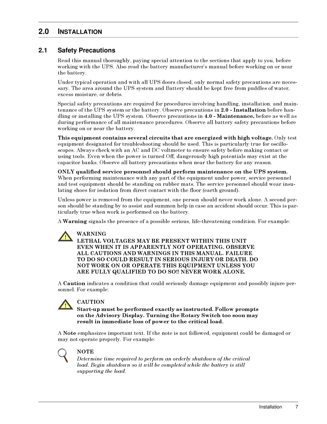 Liebert SERIES 300 UPS manual Safety Precautions, HFHVVýPRLVWXUHñýRUýGHEULVï, VXSSRUWLQJýWKHýORDGï 