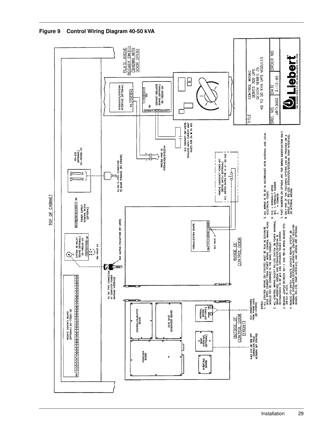 Liebert SERIES 300 UPS manual Control Wiring Diagram 40-50 kVA 