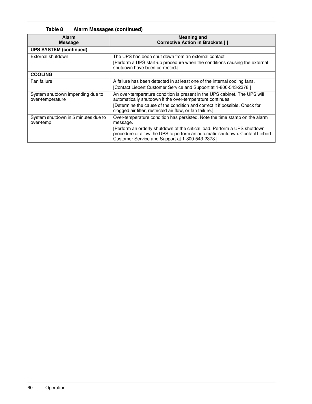 Liebert SERIES 300 UPS manual Cooling 