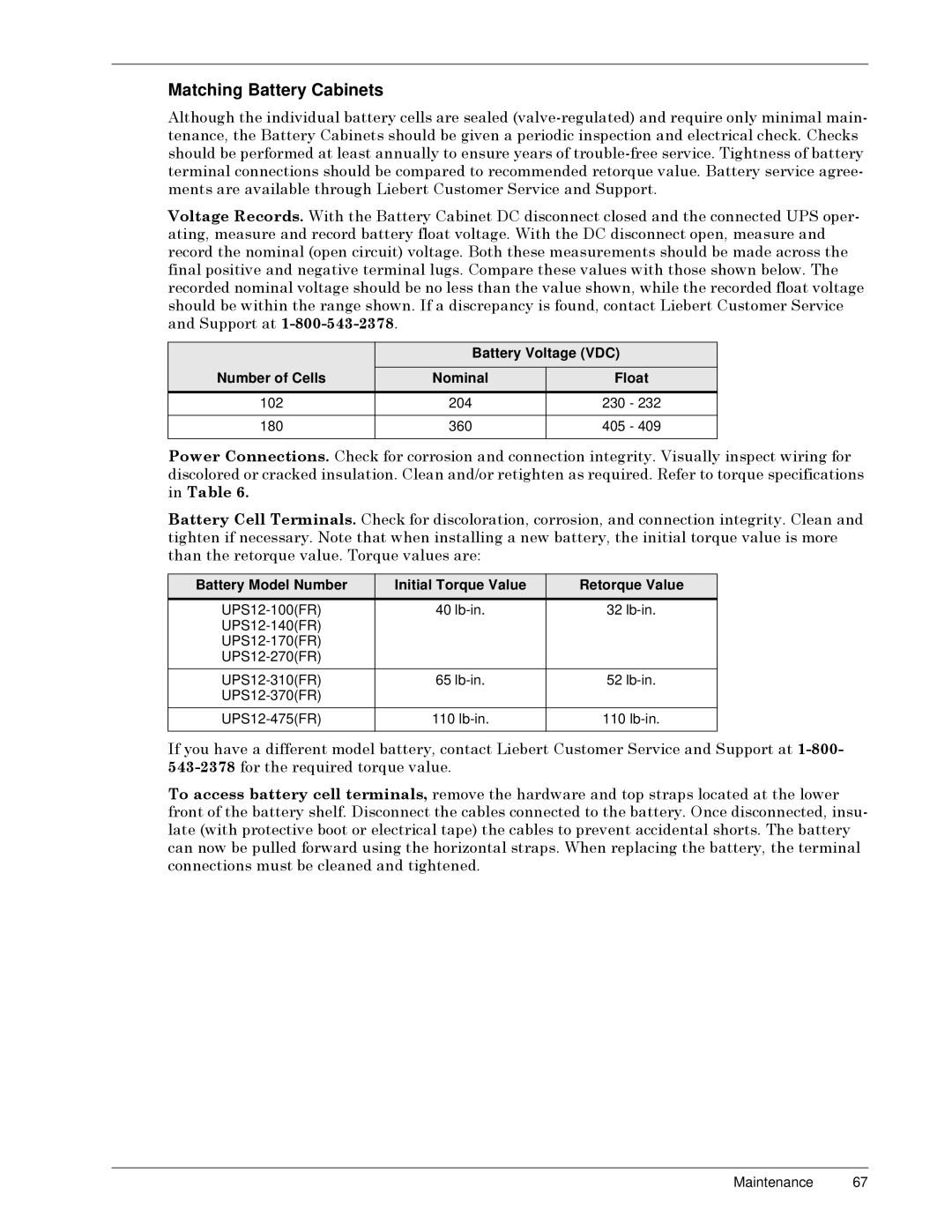 Liebert SERIES 300 UPS manual Battery Voltage VDC 