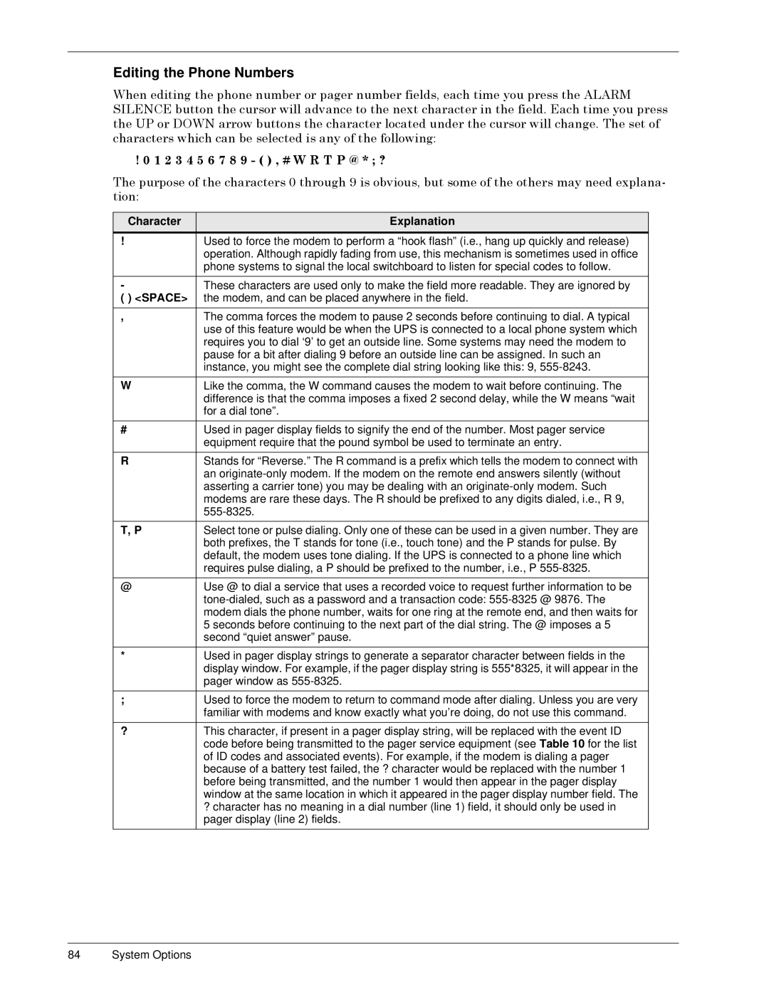 Liebert SERIES 300 UPS manual Editing the Phone Numbers, Üýíýìýëýêýéýèýçýæýåýäýðýõýôýñýúýý5ý7ý3ý#ýóýâý, WLRQã 