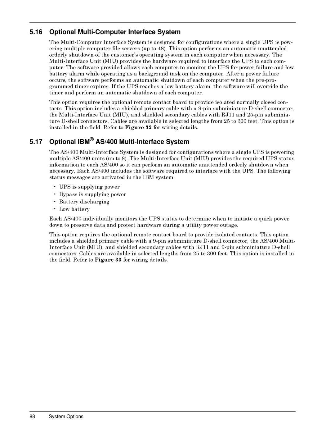 Liebert SERIES 300 UPS manual Optional Multi-Computer Interface System, Optional IBM AS/400 Multi-Interface System 