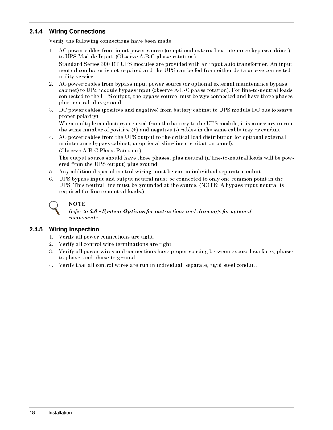 Liebert Series 300 manual Wiring Connections, Wiring Inspection 