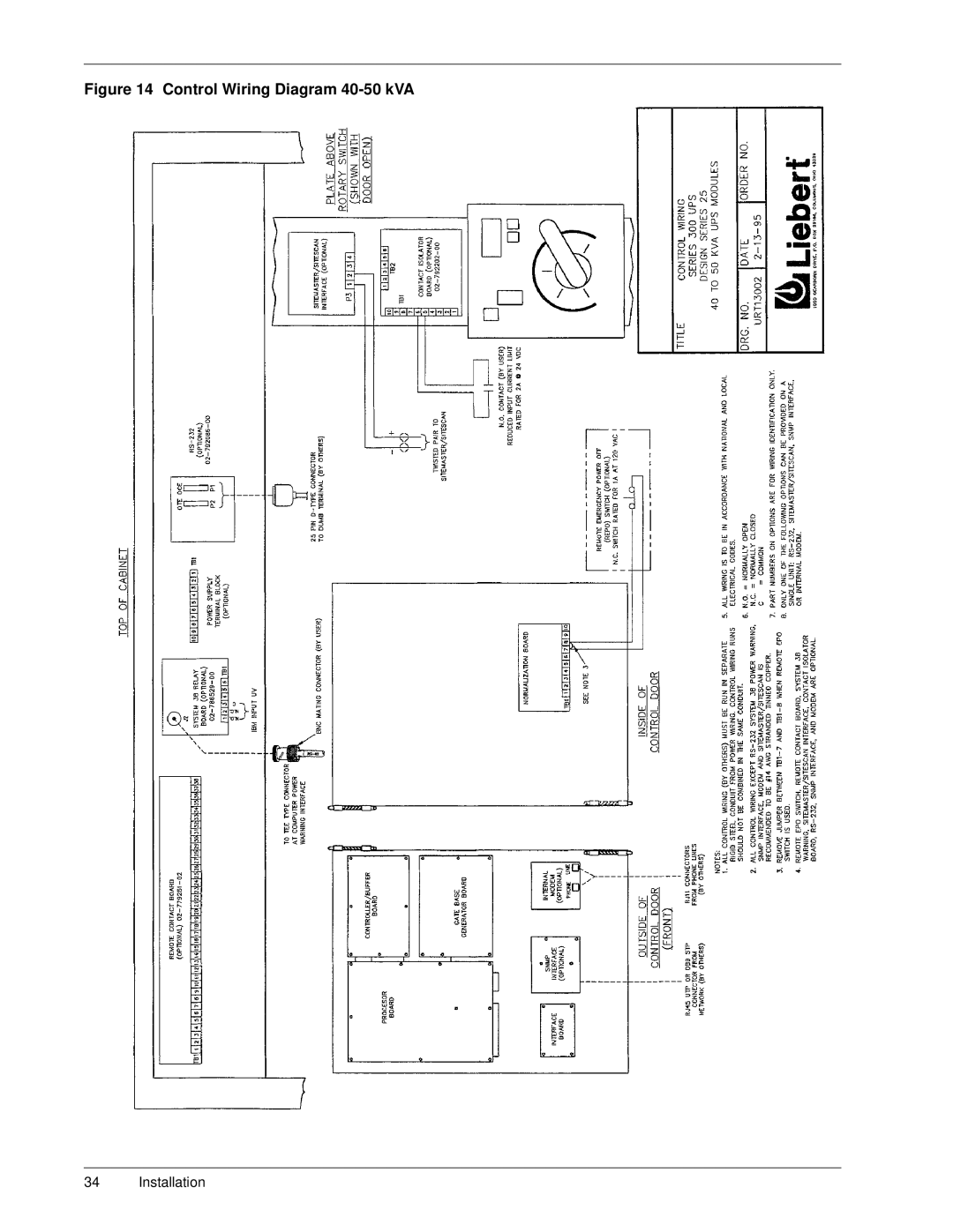 Liebert Series 300 manual Control Wiring Diagram 40-50 kVA 